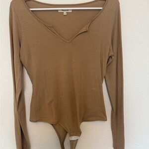 Madewell Tan Long Sleeve Bodysuit